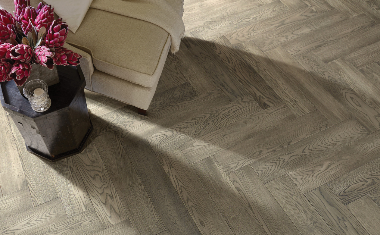 grey toned hardwood flooring in living room